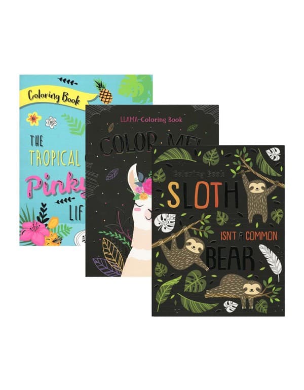 Bazic Sloth, Llama, Flamingo Foil Coloring Book