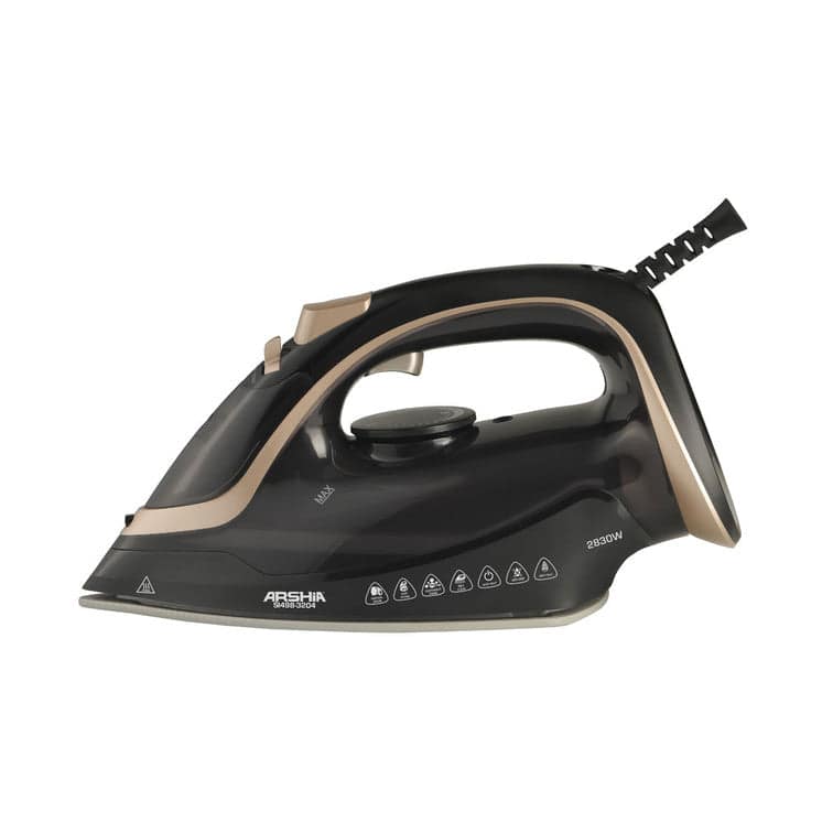 Steam Iron Black & Gold From Arshia Powerful Steam Performance | SI498-3204
