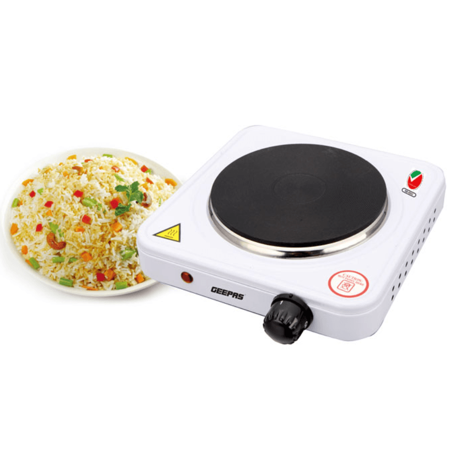 Geepas GHP32013 Single Electric Hot Plate 1000W - Adjustable Thermostat, Overheat Protection, and Compact Portable Design