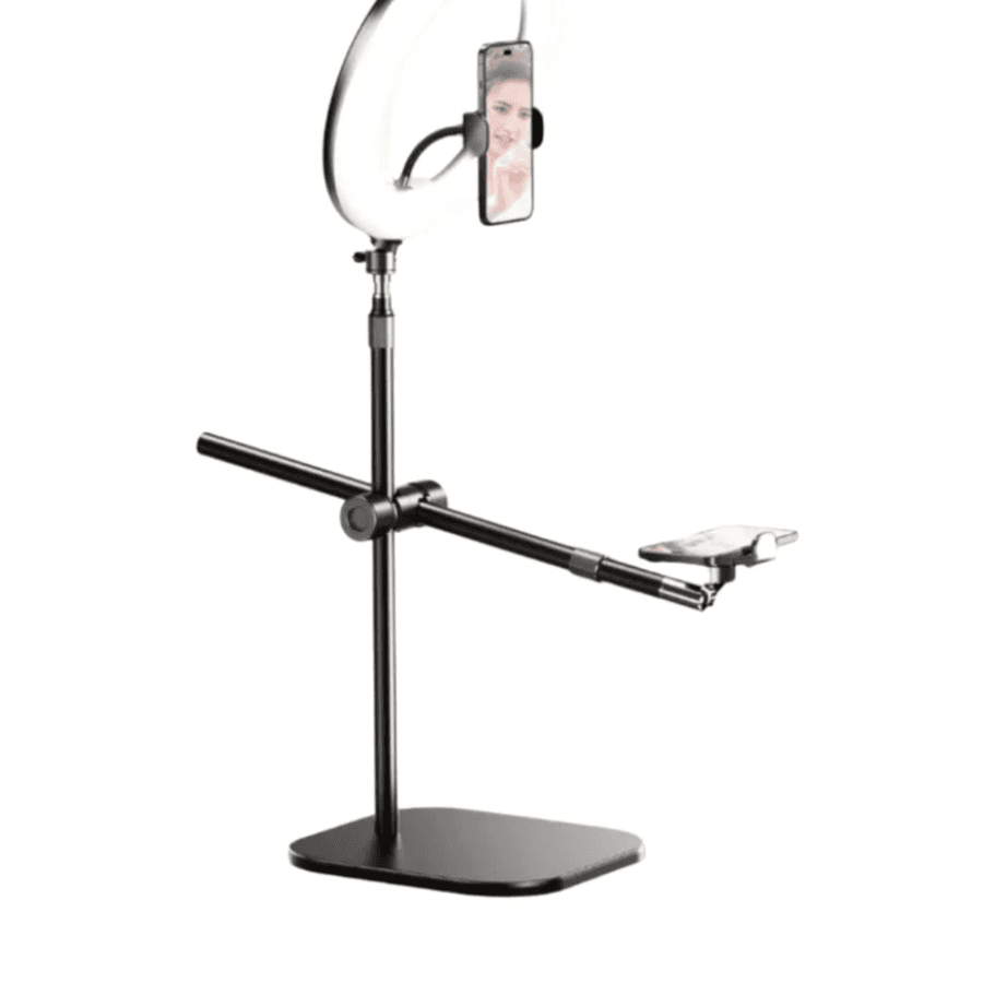 Rtako ZJ-FP02 Professional Ring Light Kit - Circular LED Lighting with Mobile Holder, Adjustable Color & Brightness, and Sturdy Tripod