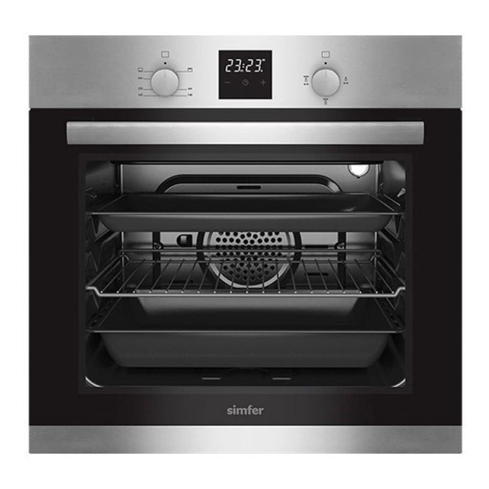 Simfer 60cm Built-in Electric Oven with 58L Capacity, 6 Functions, Turbo Fan & Double Glass Door - Black (B6EB16057)