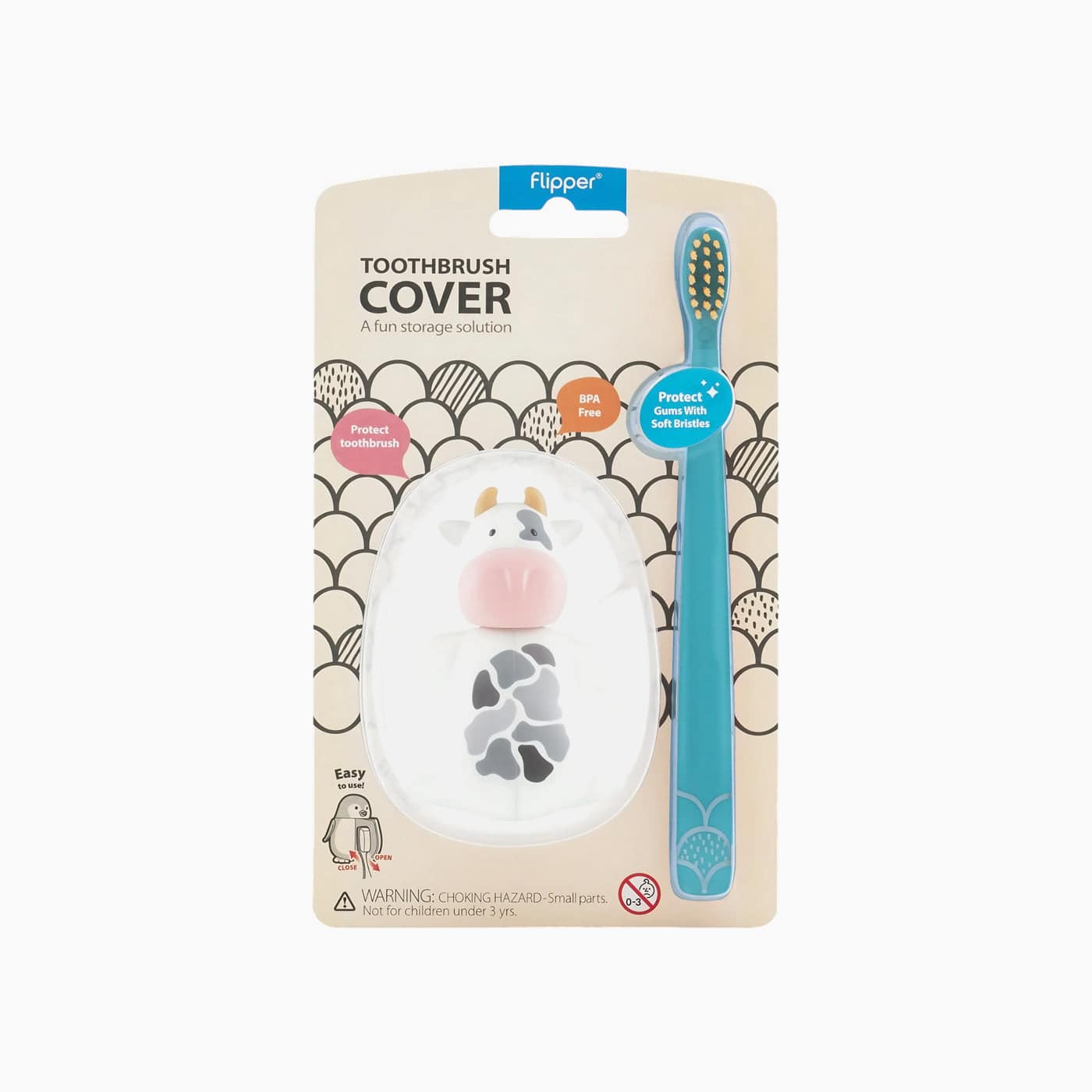 Flipper Fun Animal Toothbrush Cover & Toothbrush Combo Pack