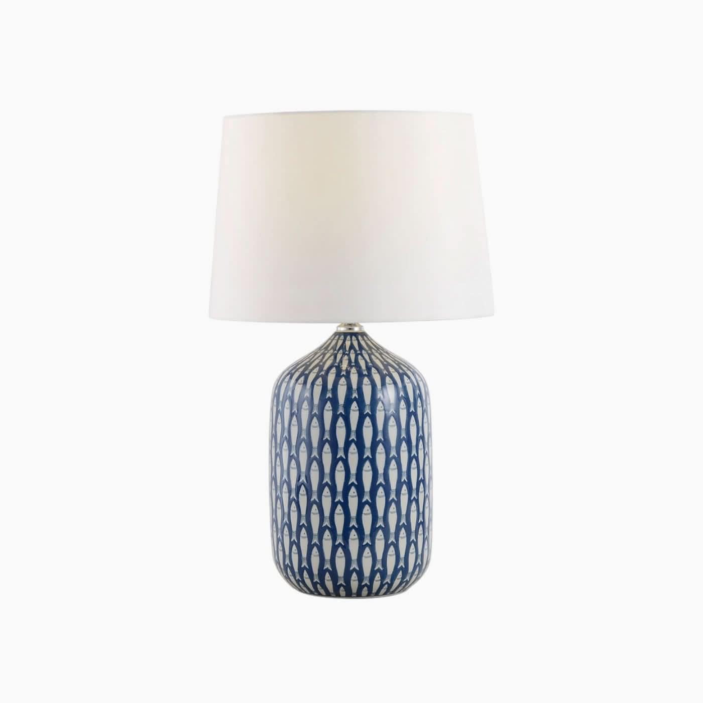 Splendido Home Furniture White & Blue Fish Porcelain Lamp