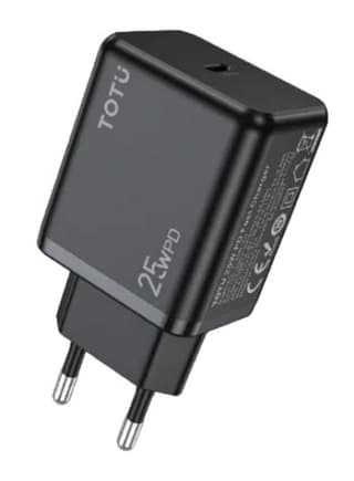 Totu Wall Fast Charger PD3.0, 25Watts, Black