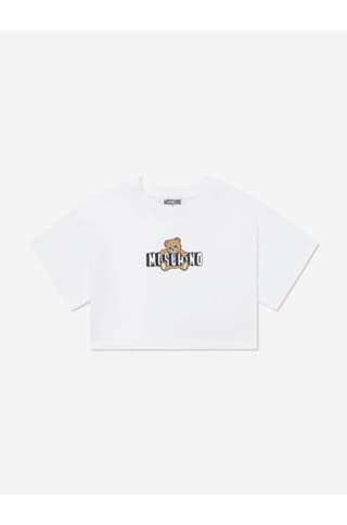 Moschino Girls Teddy Bear Logo T-Shirt in White