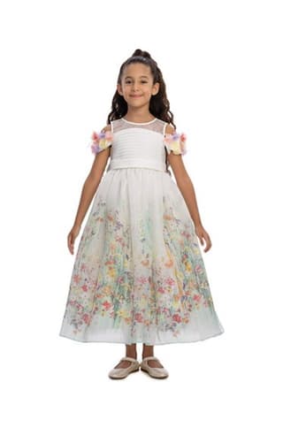 Dress & Fleur Girls Floral Occasion Dress in Ivory