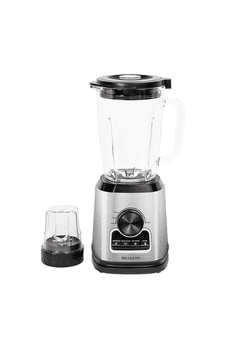 SHARP 1.75L 1000W Glass Blender with Dry Grinder, Ice Crushing and Auto Clean – Stainless Steel – EM-TX81-S3