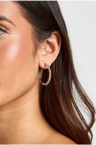 Diamante Hoop Earrings - silver