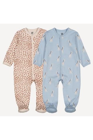 1-Piece Cotton Pyjamas with Giraffe Motif in Set of 2
