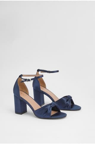 Wide Fit Carmen Satin Knot Front High Block Heel Sandals