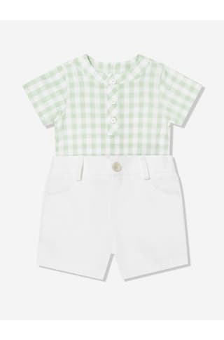 Paz Rodriguez Baby Boys Cotton and Linen Short Set in Green