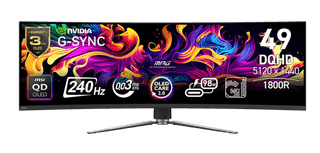 MSI MPG 491CQPX QD-OLED 49" Curved Ultrawide , 5K DQHD 5120×1440, 240Hz, 0.03ms Response, HDR True Black 400 Gaming Monitor