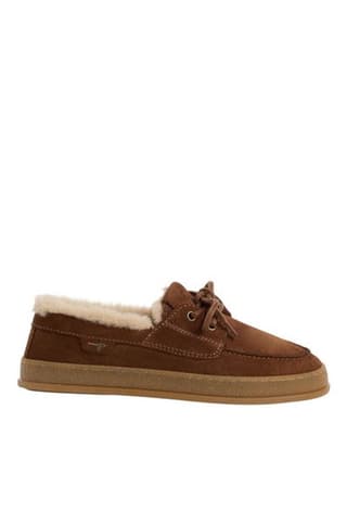 Faux Fur Lined Suede Boat Shoes