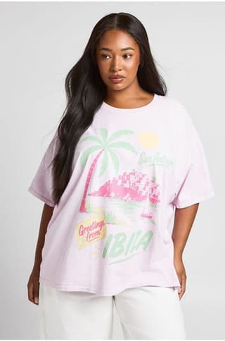 Plus Ibiza Printed T Shirt - baby pink