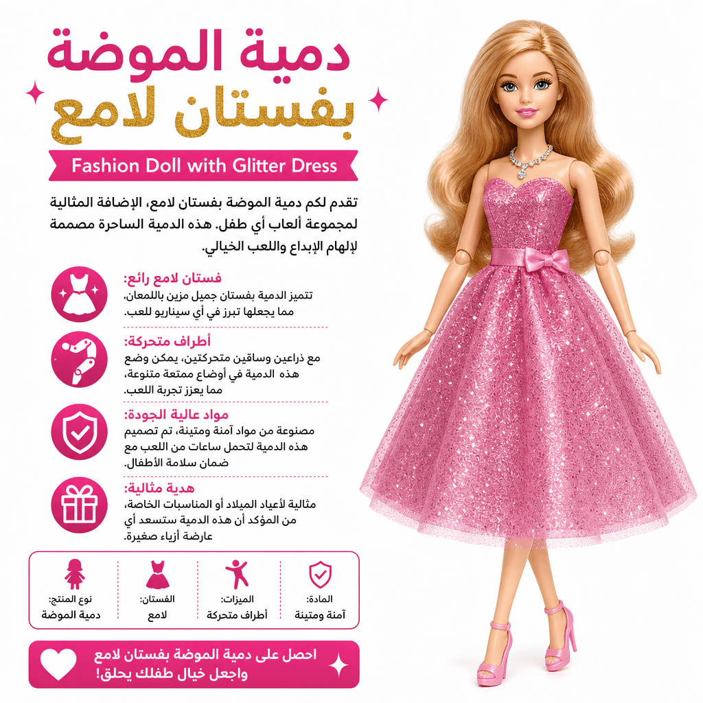 Fashion Doll with Glitter Dress