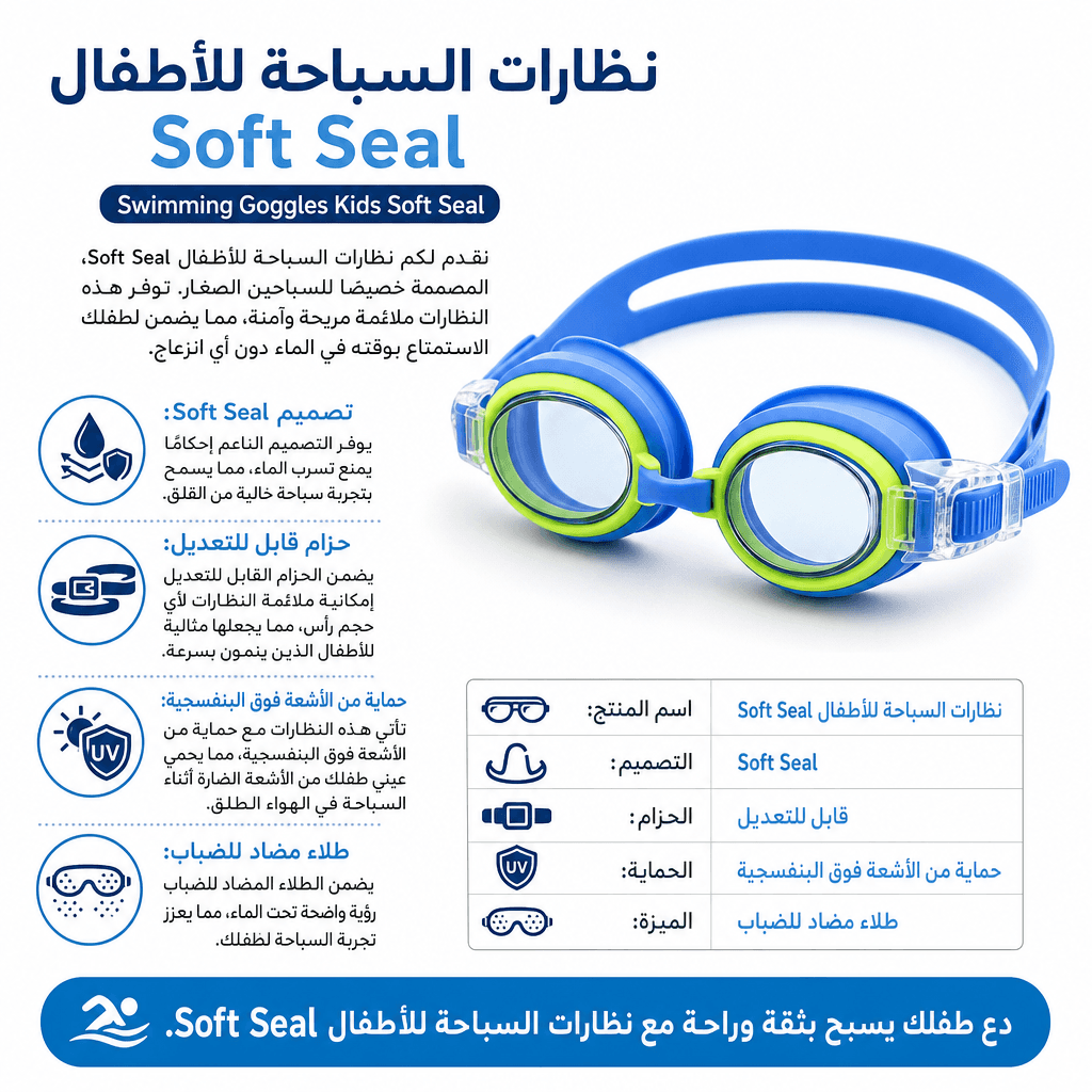 Swimming Goggles Kids Soft Seal