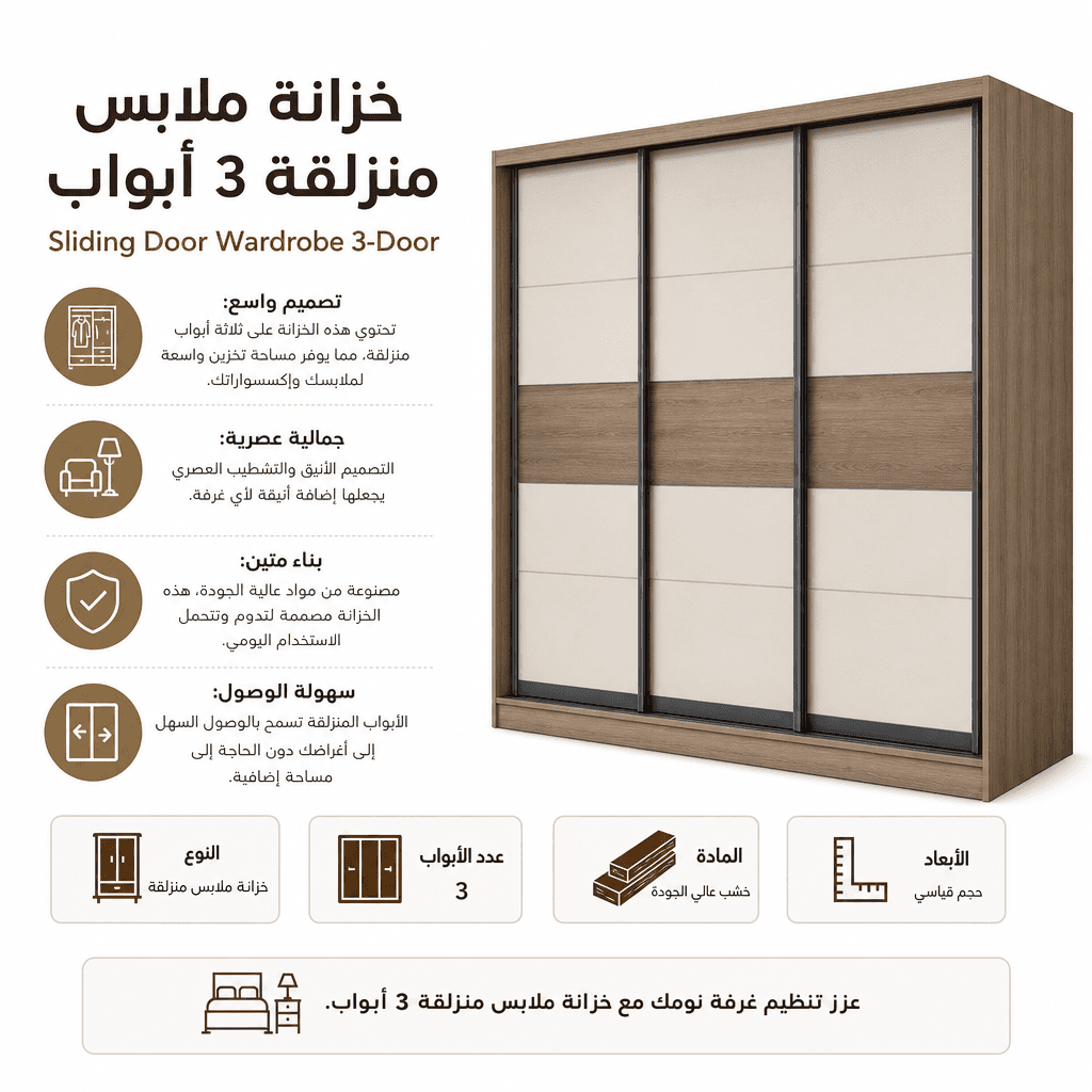 Sliding Door Wardrobe 3-Door